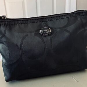 Grey Satin Signature C Coach Makeup bag